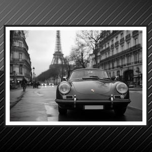 Porsche 356 Wand Kunst Druck Oldtimer Poster Paris Street Man Höhle Geschenk Vintage Auto-Fotografie Luxus Garage Kunst Fans