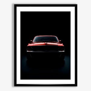Download digitale di Mustang Mach 1, poster di muscle car classiche, stampa vintage della Ford Mustang, opera d'arte di auto americane retrò, decorazioni per garage