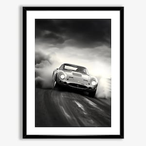 1962 Silver Ferrari GTO 250 Digital Car Poster, Luxury Car Art, Ferrari 250 Digital Poster, Exotic Car Wall Art