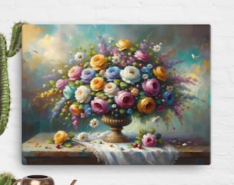 Flower Canvas Painting Modern Art - Vivid Digital Wall Art, Amazing Floral Decoration for Home, Unique Art Gift