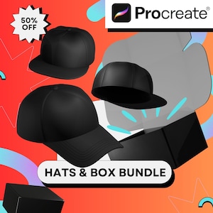 HATs & BOX 3D mockups procreate ipad