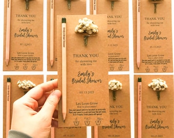Eco Friendly Seed Pencil Favors For Bridal Shower, Engraved Eco Friendly Pencil Favors For Bridal Party Guests, Biodegradable Pencil Favors