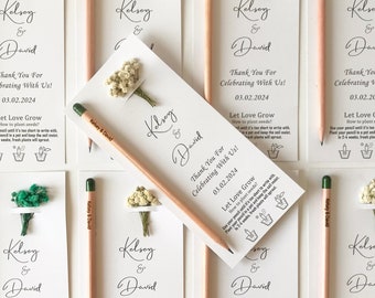 Recuerdos de boda personalizados con forma de lápiz de semillas, recuerdos ecológicos, recuerdos de boda con forma de lápiz de semillas plantables, recuerdos de boda con forma de lápiz floreciente