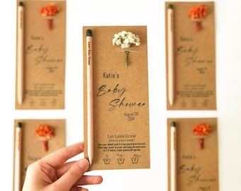 Personalized Baby Shower Eco Friendly Bulk Favors, Baby Shower Environmentally Friendly Favors, Engraved Seed Pencil Favors For Baby Shower