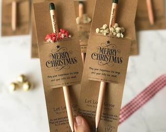 Personalized Christmas Party Gifts, Happy Holidays Gift, Sustainable Gift For Christmas Party Guest, Christmas Eco Friendly Seed Pencil Gift