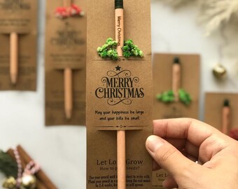 Custom Christmas Party Gifts in Bulk, Personalized Christmas Party Sustainable Gifts, Happy Holidays Pencil Gifts, Xmas Eco Friendly Gifts