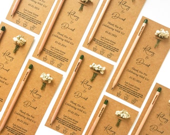 Recuerdos reciclados para invitados a la boda, lápices de semillas personalizados para regalos de boda a granel, regalos de boda ecológicos, regalos de lápices de semillas, reserva la fecha