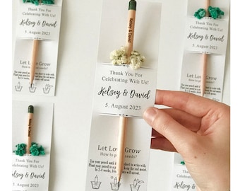 Plantable Seed Pencil Favor For Wedding Guests, Custom Eco Friendly Favors For Wedding Guests, Personalized Wedding Pencil Thank You Favors