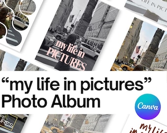Modello Canva per album fotografico fai da te: design "La mia vita" (download digitale)