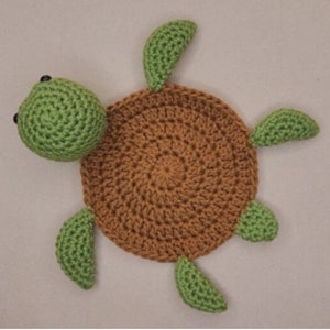 Crochet turtle coaster PDF pattern, Crochet amigurumi, Amigurumi pattern, Crochet coaster pattern, Christmas coaster, no sew coaster pattern image 2