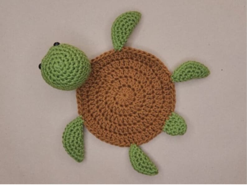 Crochet turtle coaster PDF pattern, Crochet amigurumi, Amigurumi pattern, Crochet coaster pattern, Christmas coaster, no sew coaster pattern image 2