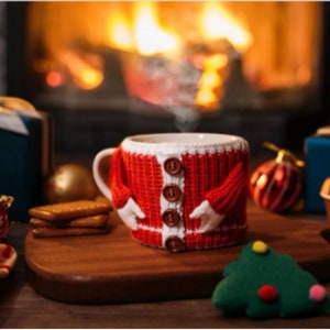 knitting pattern Christmas mug, Santa mug cozy pattern, crochet cup cover, Christmas mug , New Year gift, mug cozy crochet pattern, no sew