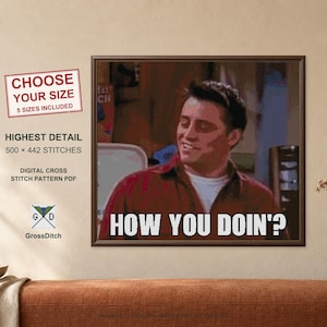 Joey - How You Doin Friends Meme Cross Stitch Pattern PDF - Choose Your Size 100x88-500x442
