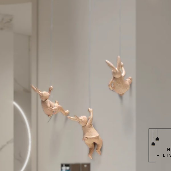 Nordic Rabbit Climbing Figurine | Wall Hanging Art Sculpture | Creative Home Decor | Climbing Bunny Wall Sculpture | Hanging Wall Decor