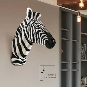 3D Zebra Head Wall Mounted Jungle Animal Head Modern Decor | Home decor | Zebra Head Decor | Zebra Figurine | Creative Wall Mounted Animal