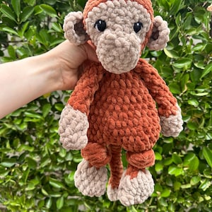 Ready to ship - Crochet Monkey lovey, Monkey snuggler, Max the Monkey amigurumi, gift, lovey gift, snuggler gift, baby gift
