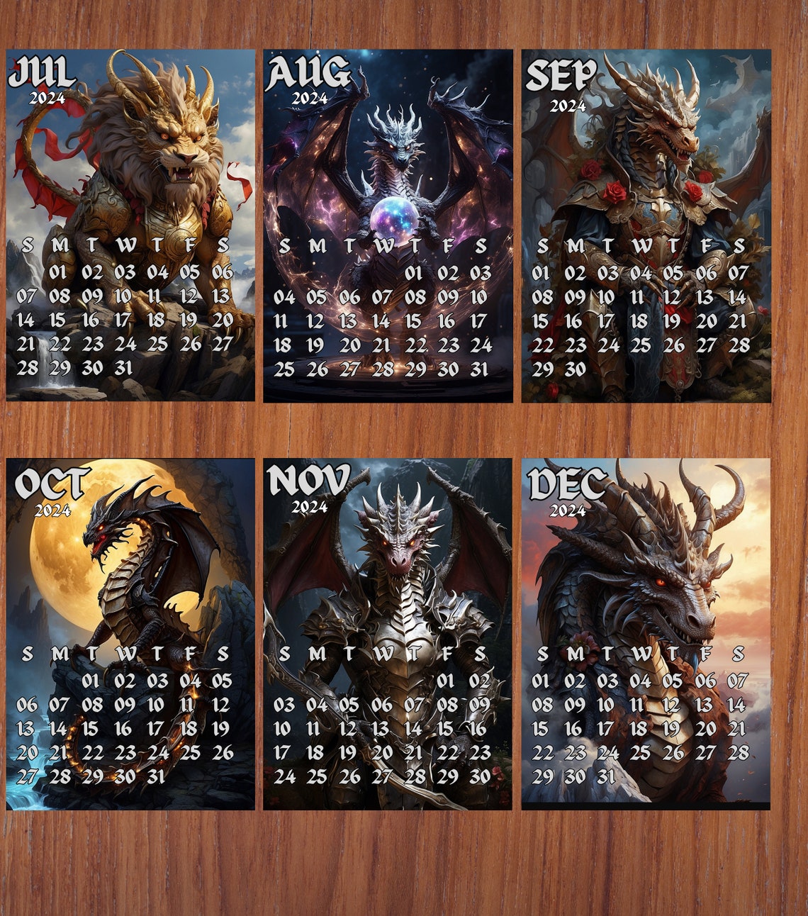 Dragon Calendar 2024, Zodiac Calendar 2024,calendar for Dragon Lovers