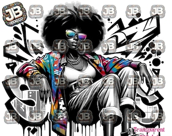 Black Woman Graffiti Art PNG | T-Shirt Sublimation Design