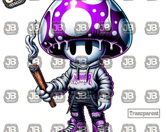 Purple Trippy Mushroom T-Shirt Design | Sublimation, DTF, DTG (Digital Design)
