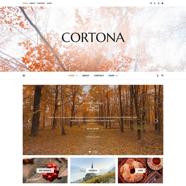 Cortona - Personal and Multi-Author WordPress Blog Theme | Featured Slider & Promo Boxes | Perfect for small business website