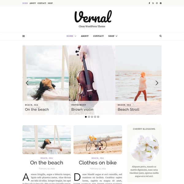 Vernal - Personal and Multi-Author WordPress Blog Theme | WooCommerce Ready | Perfect for beauty & fashion blog