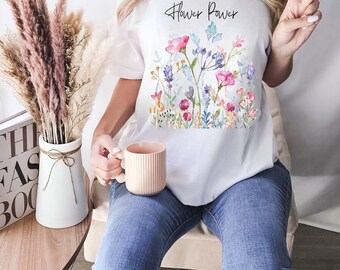 Flowers Shirt, Flower Power T-Shirt, Blumen, Frühling, T-Shirt Frühling, Sommer, Sonne, Glücklich