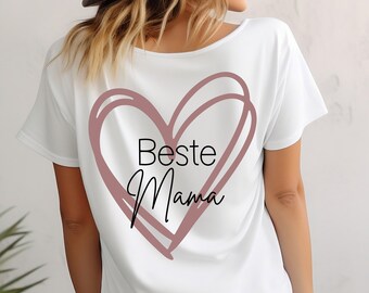 Statement Shirt - Beste Mama - Weltbeste Mama - T-Shirt mit Rücken Druck, Geschenk Mama Heldin Mutter, Geschenk zum Muttertag