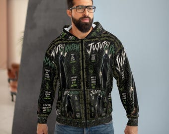 Bluza z kapturem z nadrukiem postaci Jujutsu Kaisen | Bluza z kapturem zapinana na zamek