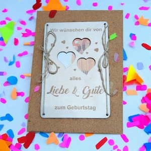 Geldgeschenk aus Holz, Geschenkidee, kreativ, nachhaltig, Geldverpackung, Personalisiert, Karte, Geschenkkarte, Geburtstag,