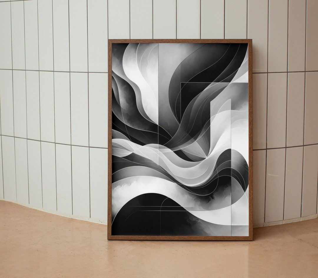 Black and White Abstract Wall Art, Poster Mural Art, Abstract Wall Art