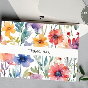 Printable Thank You Card Floral Thank You Card Flower Thank You Card ...