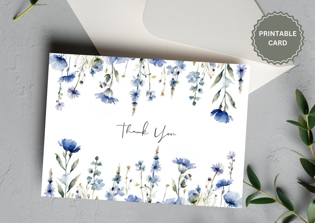 Printable Thank You Card Floral Thank You Card Flower Thank You Card ...