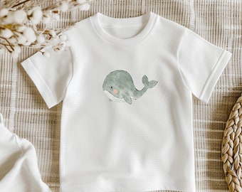 Baby / Baby T-shirt / Personalized / Gift / Birth / Birthday / with motif / Name / Announce pregnancy / Beach / Whale