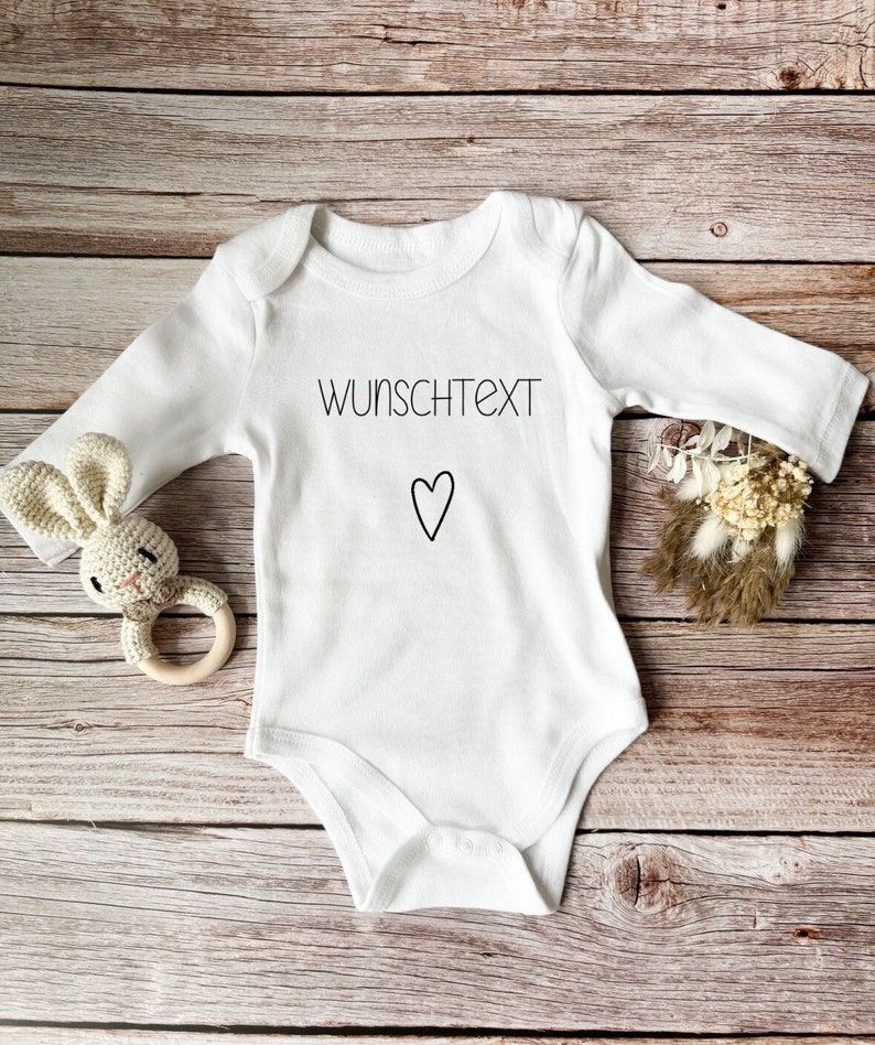 Baby / baby body / personalized / gift / birth / birthday / with motif / name / body with desired text / pregnancy image 1