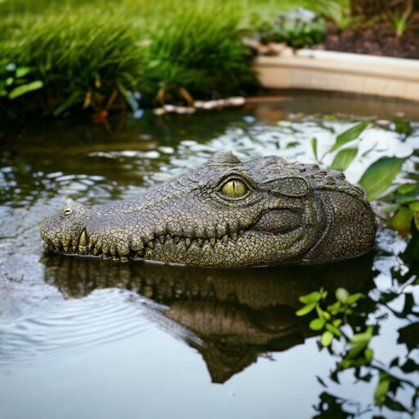 Krokodilkopf auf Wasser, schwimmende Tierornamente, Krokodil Attrappe, Teich Dekoration, Schwimmendes Krokodil, Alligator Kopf, Garten Deko
