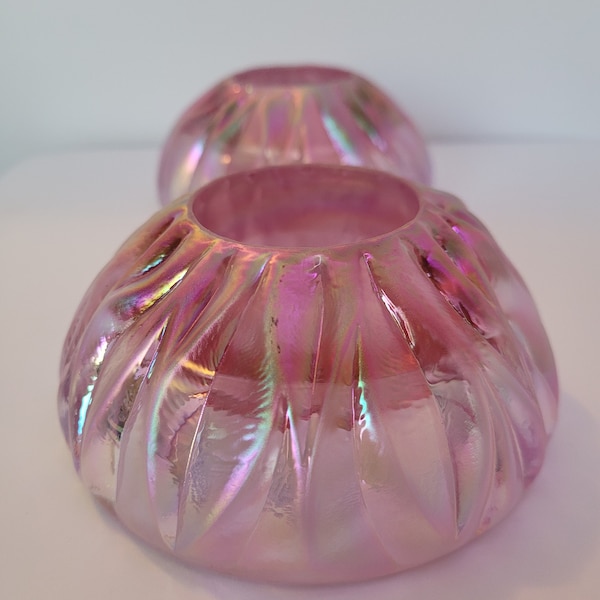 Fenton Pink  Iridescent Candle Holders