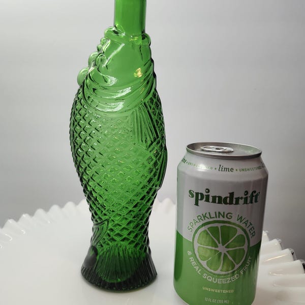 Vintage Green Fish Wine Bottle