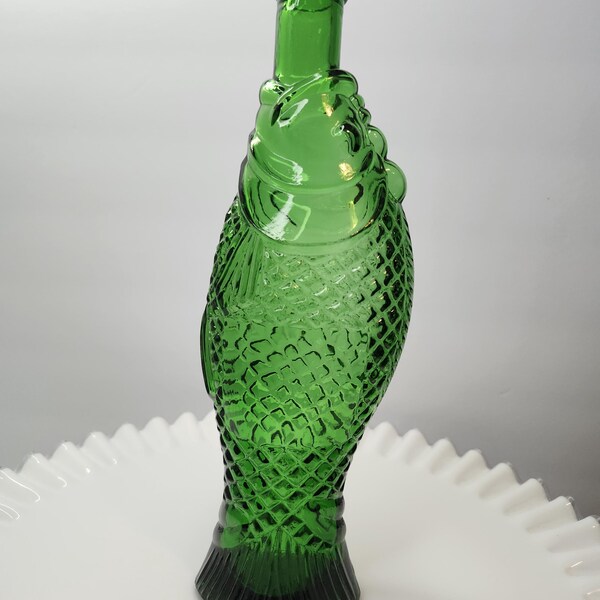 Vintage Green Fish Wine Bottle