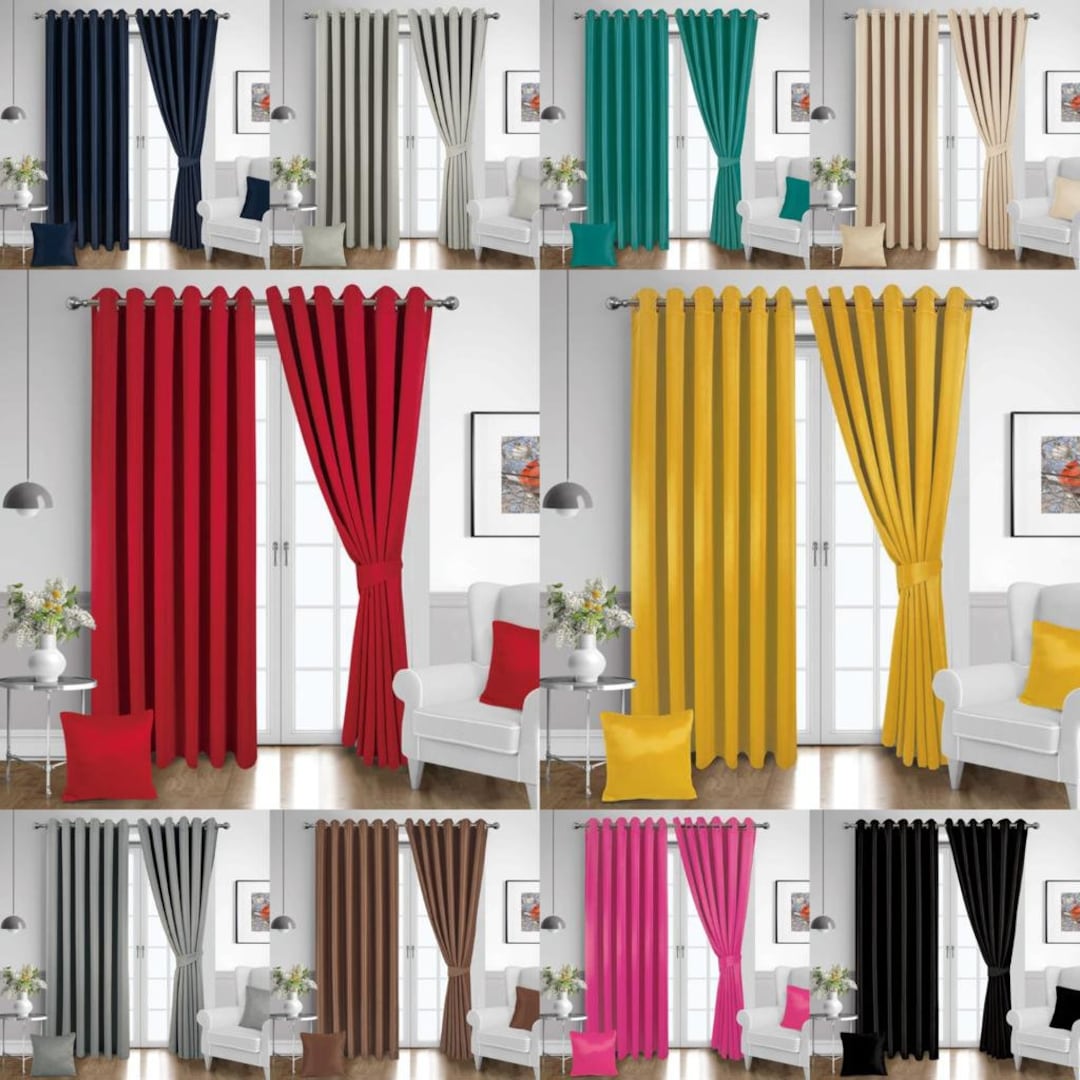 THERMAL BLACKOUT CURTAINS Ready Made Eyelet Ring Top Energy Save Free ...