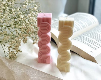 Easter Wavy Pillar Soy Candles, Easter gift, Easter present, Decorations, Easter organic candle, Table decor, Easter Favor Candle