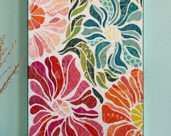 Modern Flower Art Quilt Pattern - Raw Edge Applique Quilt Pattern