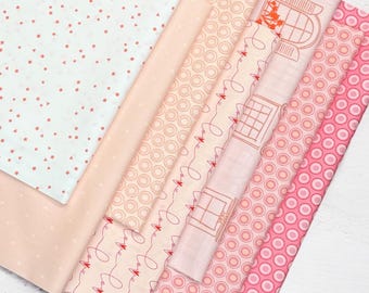 CLEARANCE Fabrics + Sweet Pink + 7 Fabrics + Fat Quarter + Half Yard + Yard + Shades of Peachy Pink + Quilting Fabric For Girls + Soft Pink
