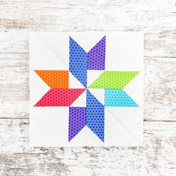 Mini Pinwheel Star Foundation Paper Piece Block Pattern + Star Quilt Block Pattern + FPP Quilt Block + Paper Piecing Pattern