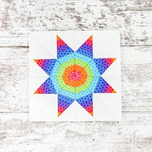 Bullseye Star Foundation Paper Piece Block Pattern + Star Quilt Block Pattern + FPP Quilt Block + Paper Piecing Pattern + 8 Point Star
