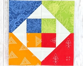 FPP Block Pattern + Foundation Paper Piece Block Pattern + FPP Quilt Pattern + 7 Sizes + Mini Quilt + Scrap Quilt + Fabric Scrap Pattern