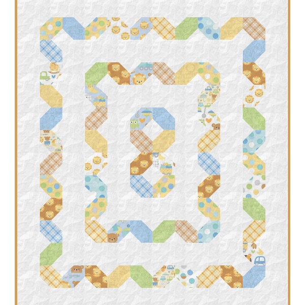Digital + Baby Quilt Pattern + Charm Pack Baby Quilt + Beginner Baby Quilt Pattern + Easy Nursery Quilt Pattern + Small Quilt Pattern
