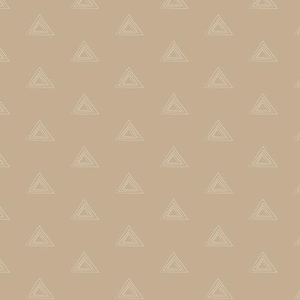 May include: A seamless pattern featuring repeating white outlined triangles on a tan background. The triangles are evenly spaced and create a geometric design. The pattern is simple and modern.