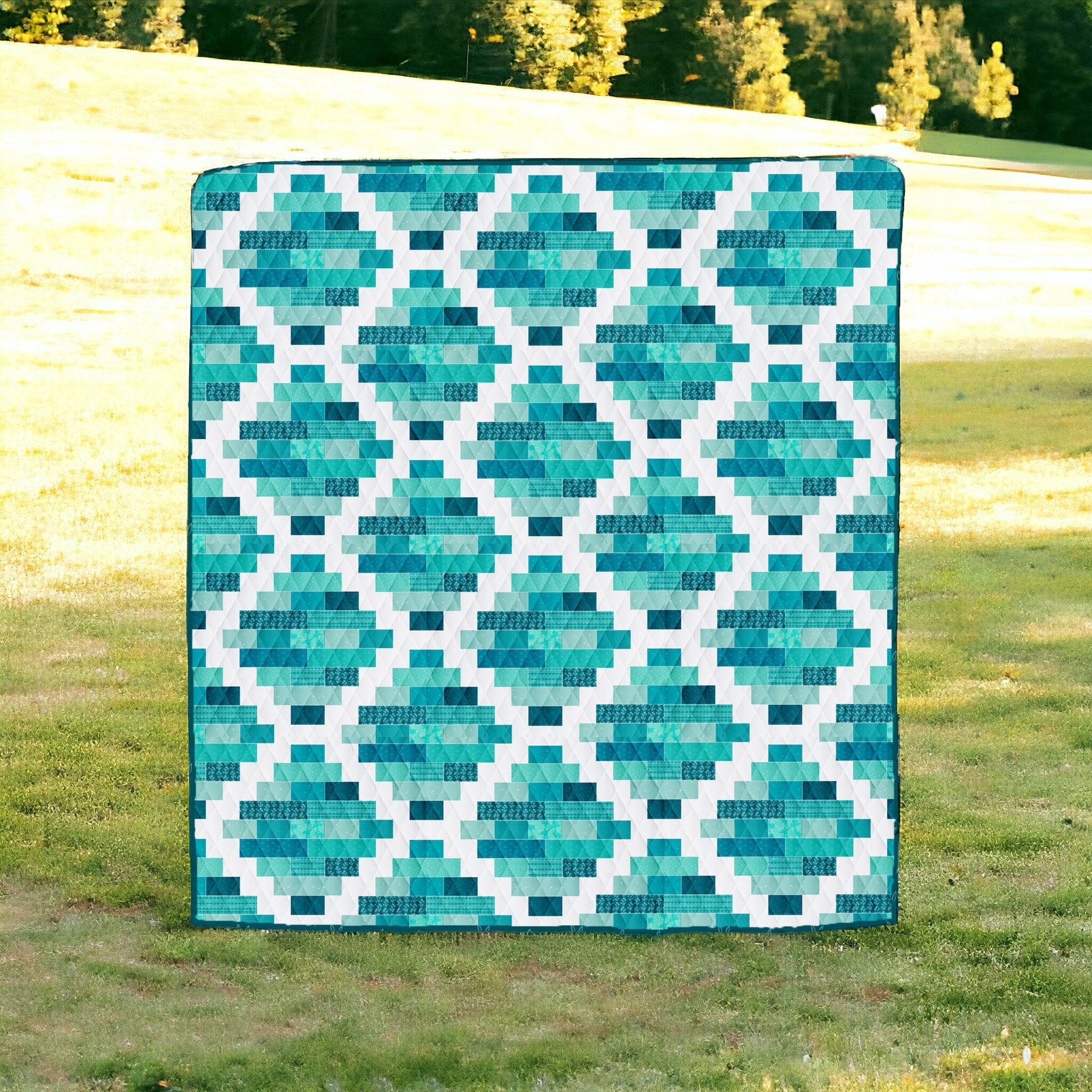 Scrappy Quilt Kit Teal Quilt Kit Scrap Quilt Kit Throw Quilt Kit Art