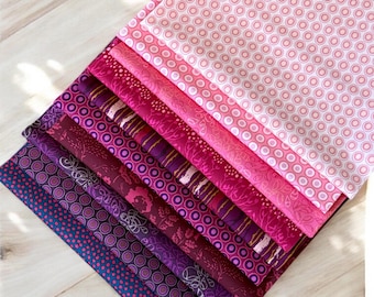 CLEARANCE + Berry Fabric Bundle + 10 Fabrics + Fat Quarter + Half Yard + Pinkish Red Fabric Bundle + Quilt Bundle Sale + Cotton Fabric