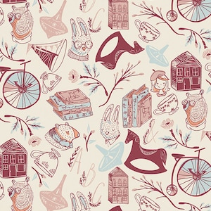 SALE Art Gallery Memory Keeping Fabric By The Yard + Little Clementine + Art Gallery Clearance Fabric + Quilting Cotton Sale